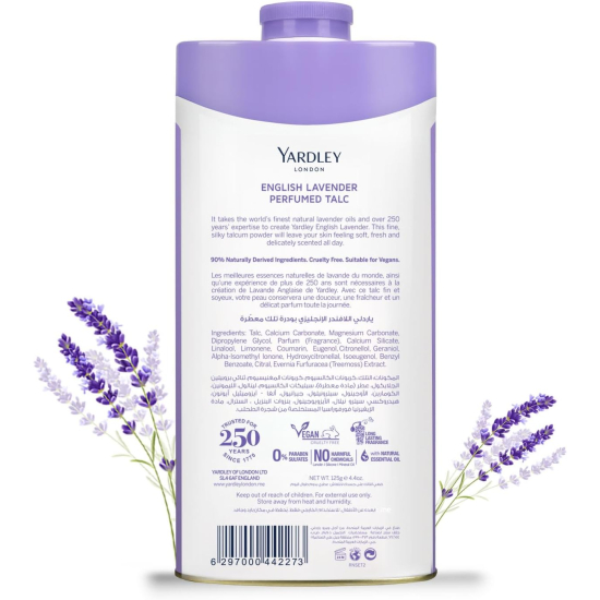 Yardley Perfumed Talc English Lavender 125g, Pack Of 12