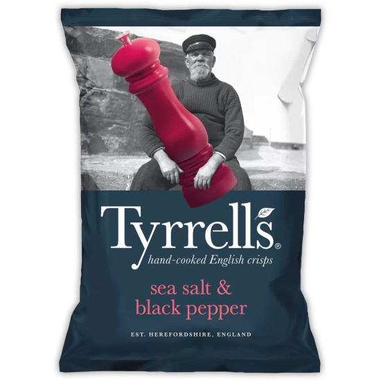 Tyrrells Sea Salt & Black Pepper Crisps 40g, Pack Of 24