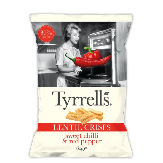 Tyrrells Sweet Chilli and Red Pepper Crisps 150g, Pack Of 12