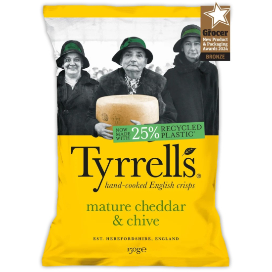 Tyrrells Mature Cheddar & Chives 150g, Pack Of 12