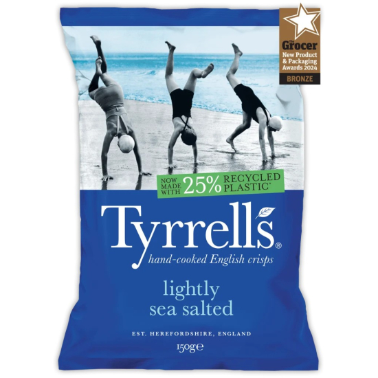 Tyrrells Lightly Sea Salted Crisps 150g, Pack Of 12