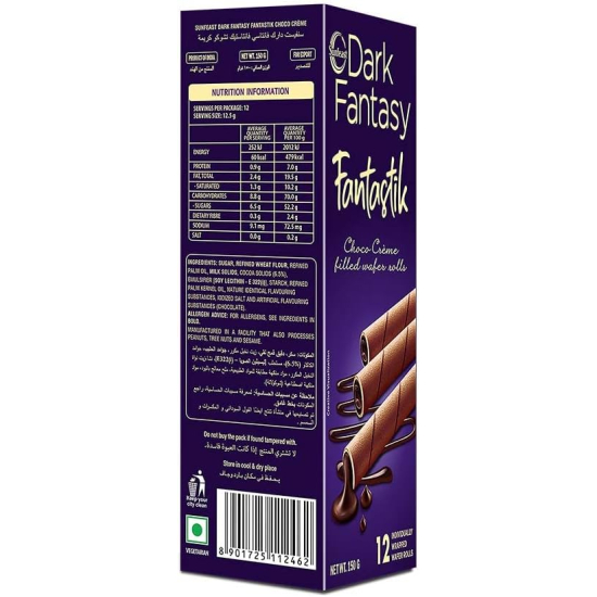 Sunfeast Dark Fantasy Fantastik Choco Creme Filled Wafer Rolls 36x150g