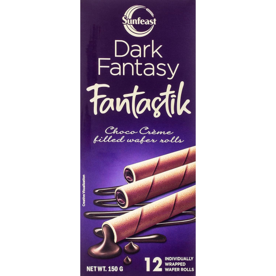 Sunfeast Dark Fantasy Fantastik Choco Creme Filled Wafer Rolls 36x150g