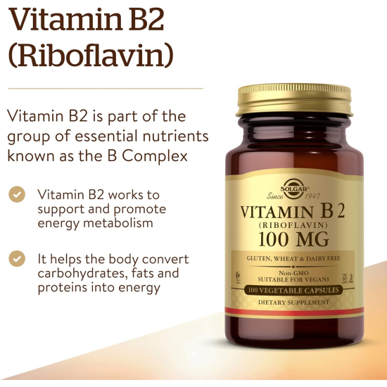 Solgar Vitamin B2 100mg Riboflavin Capsules 100