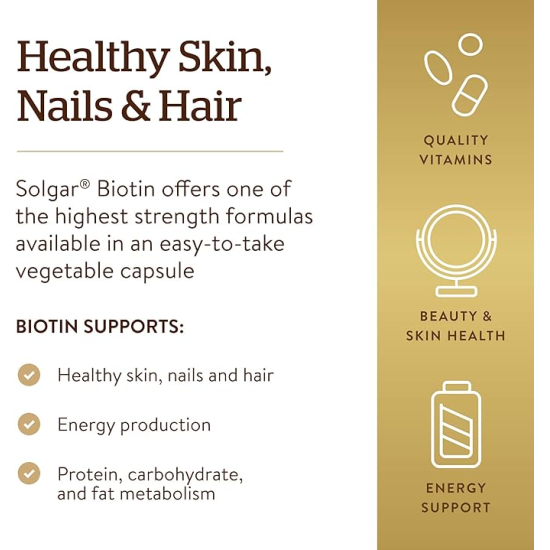 Solgar Biotin 10,000 Mcg, 60 Vegetable Capsules