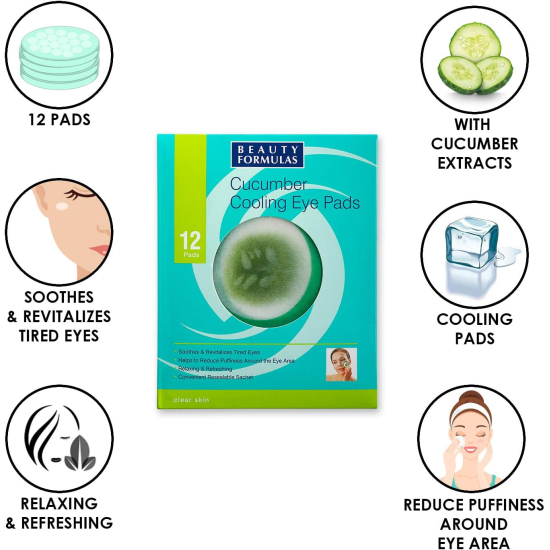 Beauty Formula Clear Skin Cucumber Cooling Eye Pads 12pcs