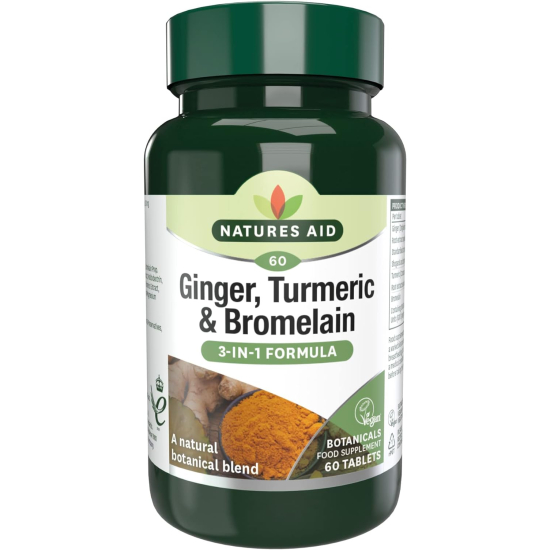 Natures Aid Ginger Turmeric & Bromelain 60 Tablets