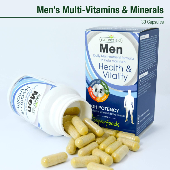 Natures Aid Men Multi-Vitamins -Health & Vitality 30 Capsules