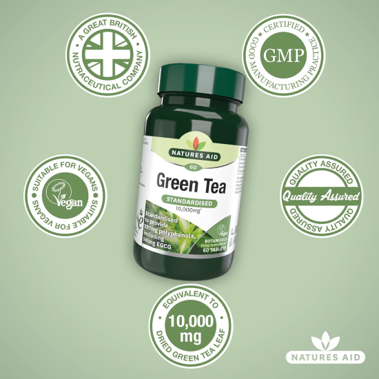 Natures Aid Green Tea 10000mg 60 Tablets