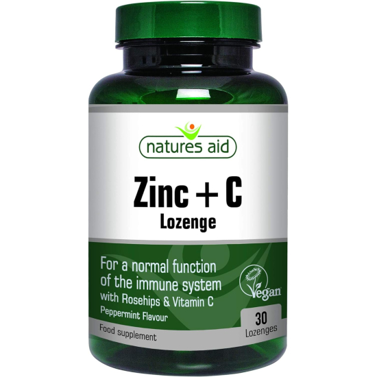 Natures Aid Vegan Zinc Lozenges Peppermint 30 Tablets