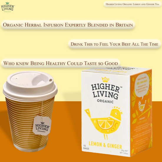 Higher Living Organic Lemon & Ginger Tea Bags 15's