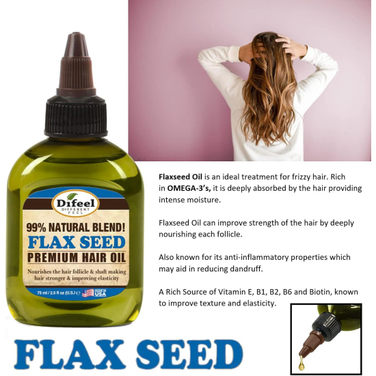 Difeel 99% Natural Blend Flax Seed Hair Oil 75ml