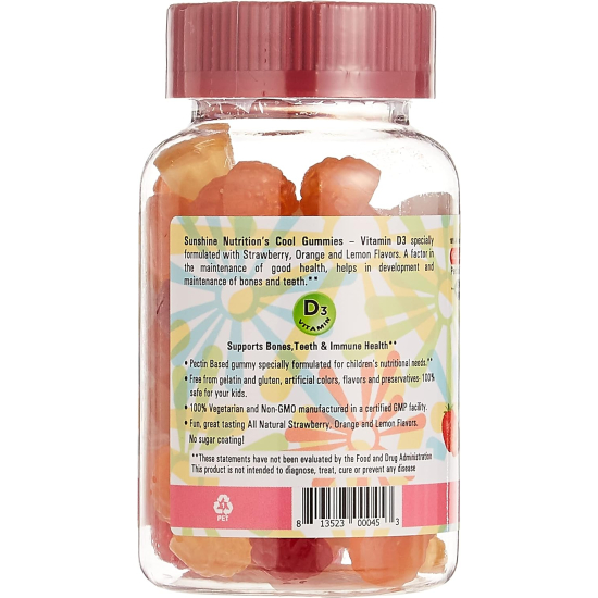 Sunshine Nutrition Cool Gummies Vitamin D3 60 Gummies