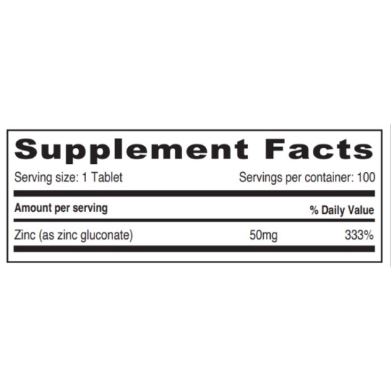 Sunshine Nutrition Zinc 50 mg 100 Tablets