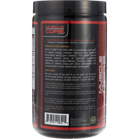 Muscle Core N.O Pre-Core 30 Servings Watermelon 375g