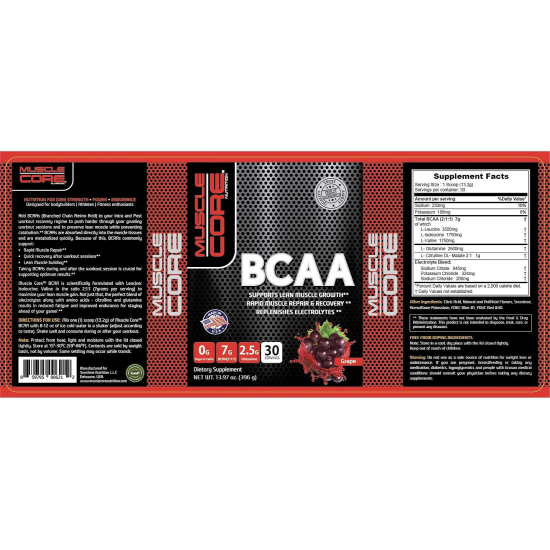 Muscle Core BCAA 30 Servings Grape 396g