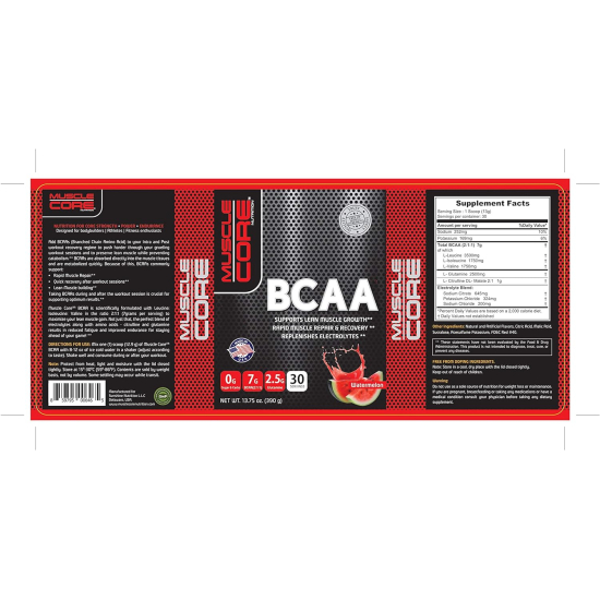 Muscle Core Nutrition BCAA 30 Servings Watermelon